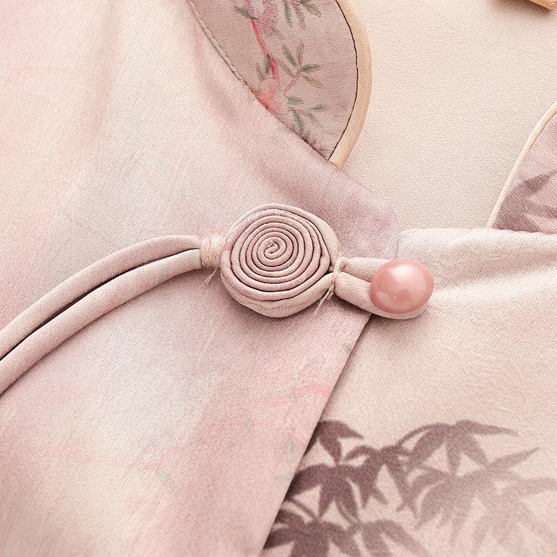 2026 Summer Women's Stand-up Collar Seven-Sleeve Chinese Style Top for Middle-Aged & Elderly