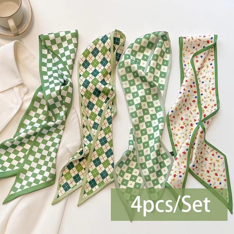 

2-6 шт./комплект шелковый атласный шарф женский тканевый ободок для волос головной убор аксессуары женские шарфы ленты шейные завязки для ручки сумки