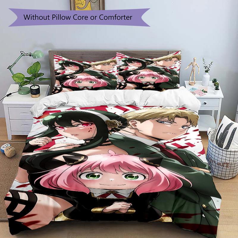 Spy X Family Teamwork Print 3Pcs Bedding Setduvet Cover With 2 Bedropillowcase Home Birthday Gift