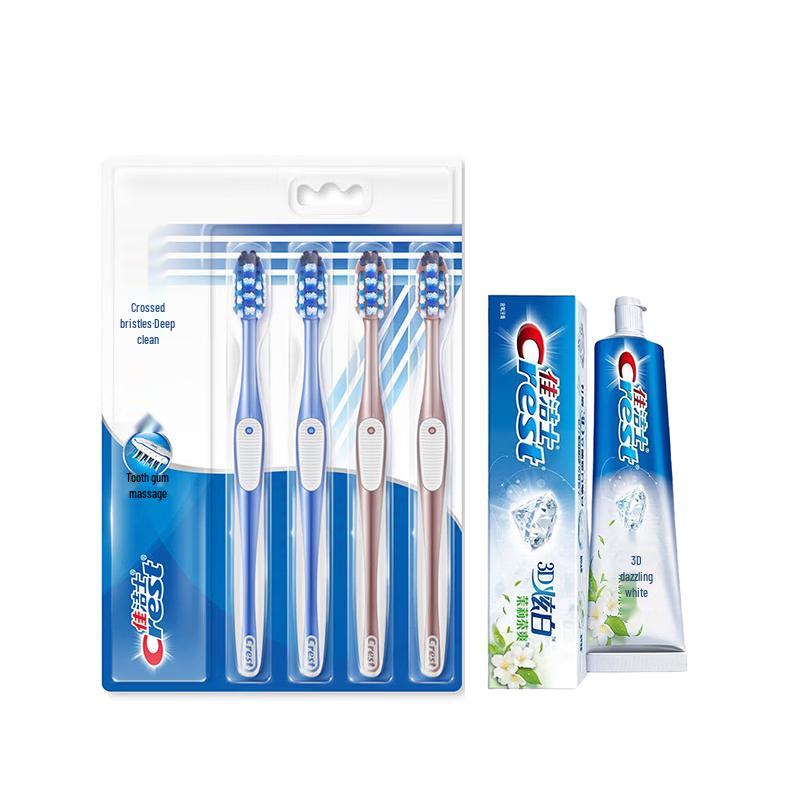 Crest 7-Effect Toothbrush 4-Pack & 3D White Toothpaste Set