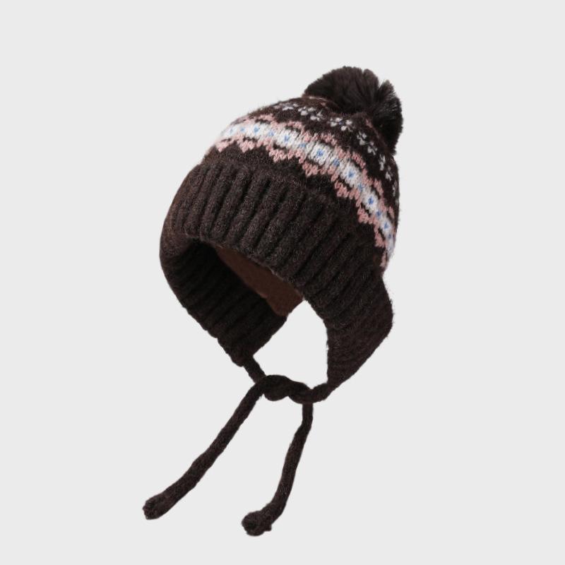 Vintage Samt Strickmütze Damen Wollmütze