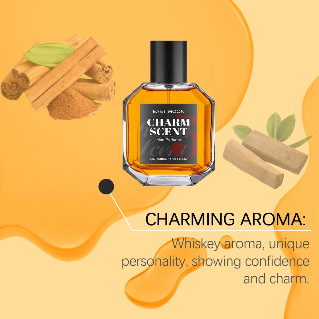 Men's Whiskey Scented Perfume 50ml Long-lasting light woody fragrance Exquisite bottle design radiates charm