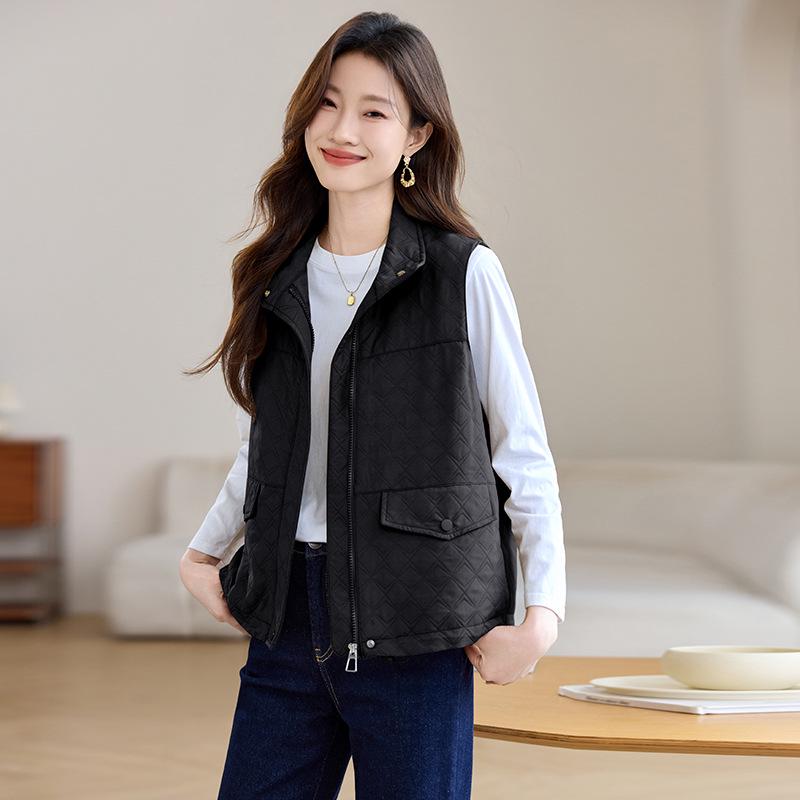 

Женский многослойный жилет без рукавов - 2025 Весенне-осенняя трендовая верхняя одежда для мам M чёрный