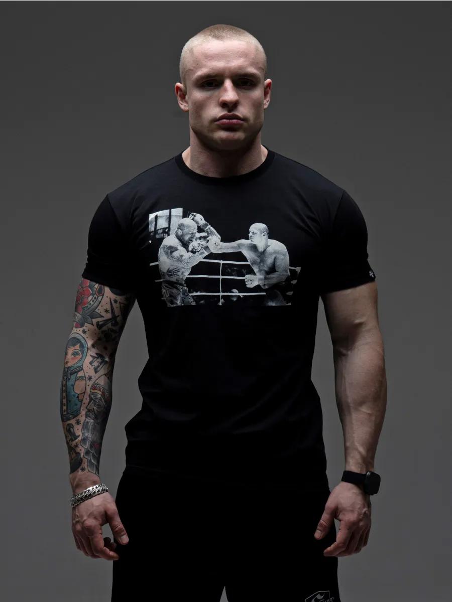 Oversized T-shirt with Russia strength of spirit print XL