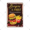 Panneau en étain pour hamburgers, frites, HotDogs, FastFood, Plaque métallique rétro Vintage, affiche en métal, Pizza BBQ pour décoration murale de cuisine