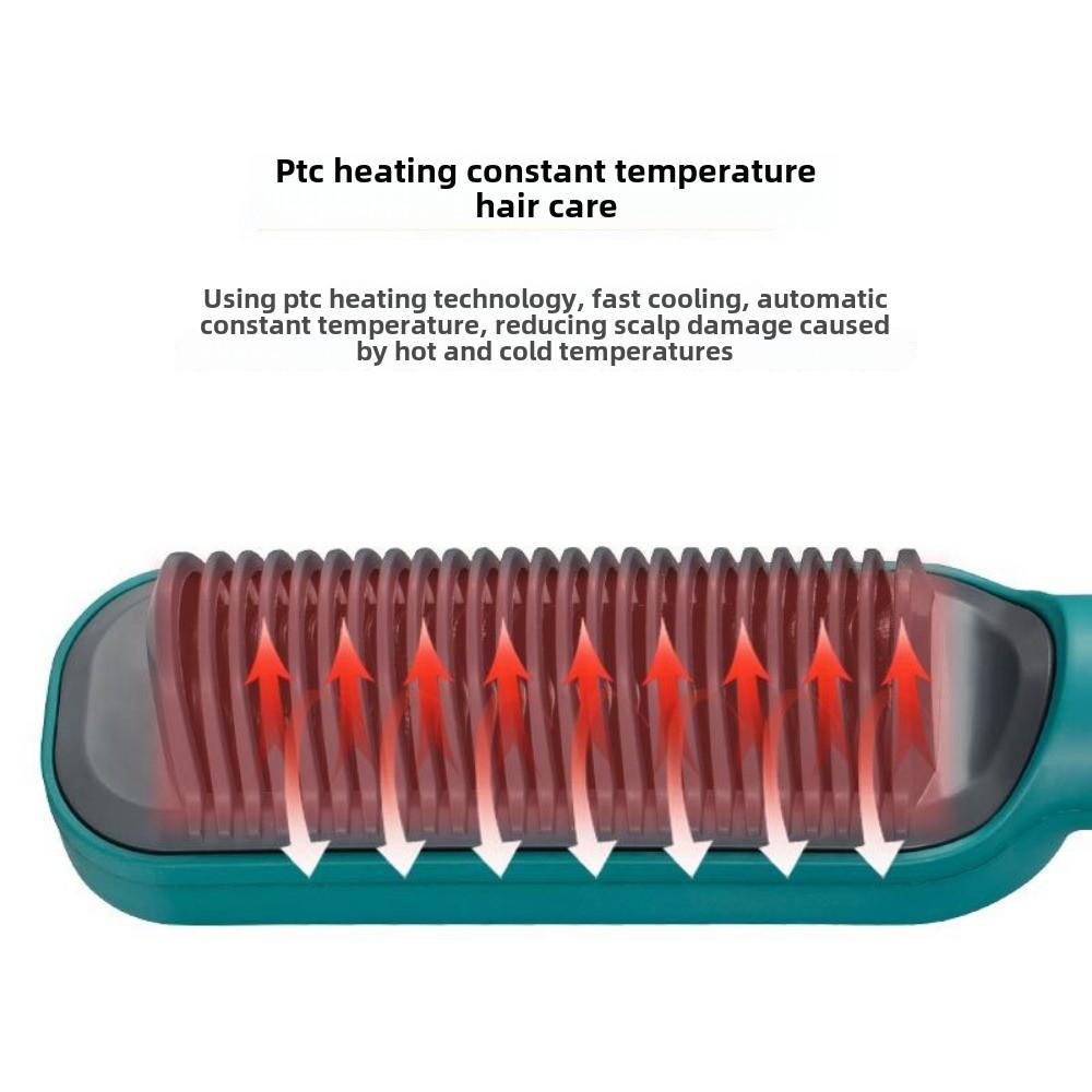 Electric Heating Comb with Rotating Tail Straightener Hair Straightener Negative Ion Quick Heating Adjustable