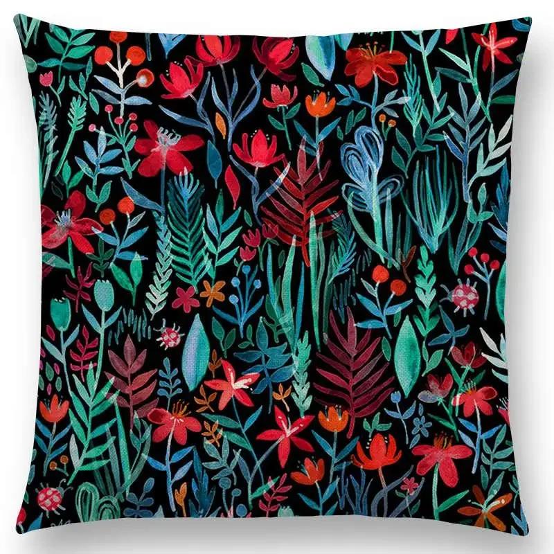 Nordic Throw Pillow Case Spring Leaves Print Cushion Cover Home Decor / Pillow Covers for Sofa Cushion Covers Hogar
