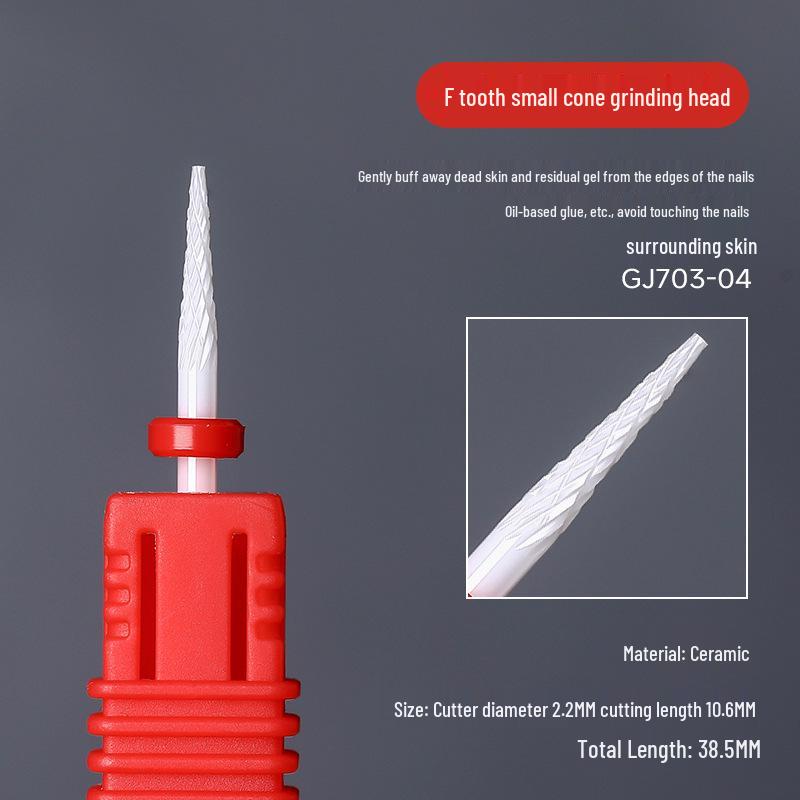 Ceramic Nail Art Grinding Head for Nail and Dead Skin Removal - Non-Heating Replacement Drill Bit.