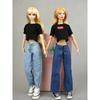 Ținută compusă din Top + Pantaloni Blugi / Pantaloni evazați albaștri și top alb-negru pentru păpușă 30cm BB kurhn xinyi Fr2 ob