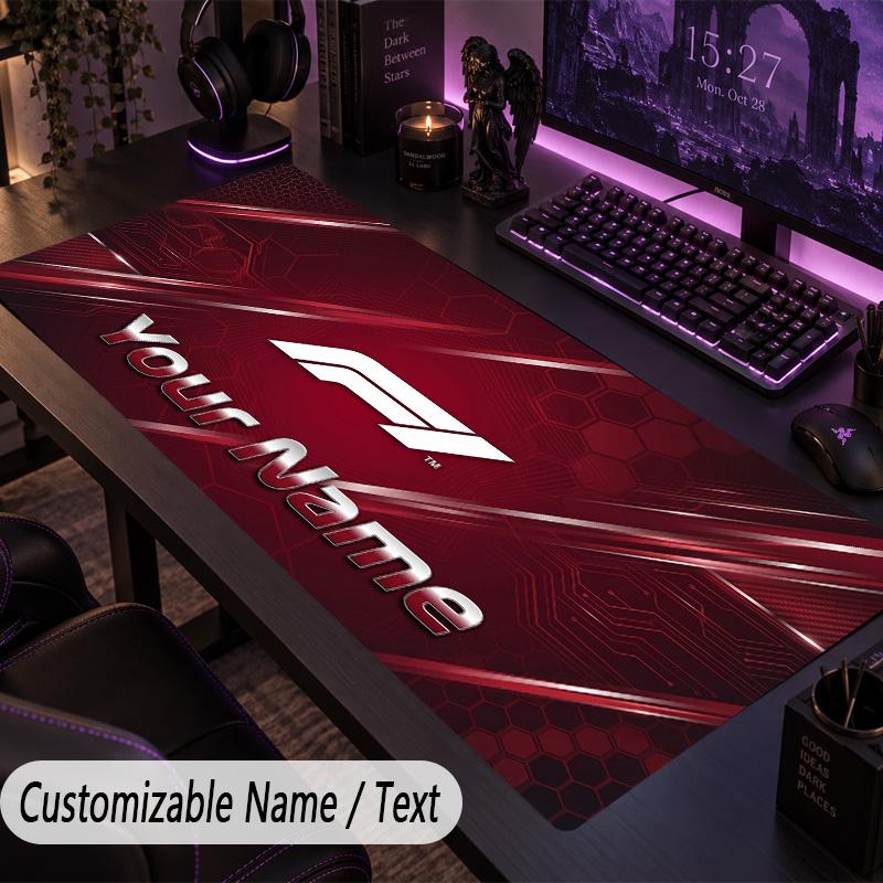 Large Mouse PadF1 Custom Name Text Personalized Desk Mat Non Slip Gaming Pad