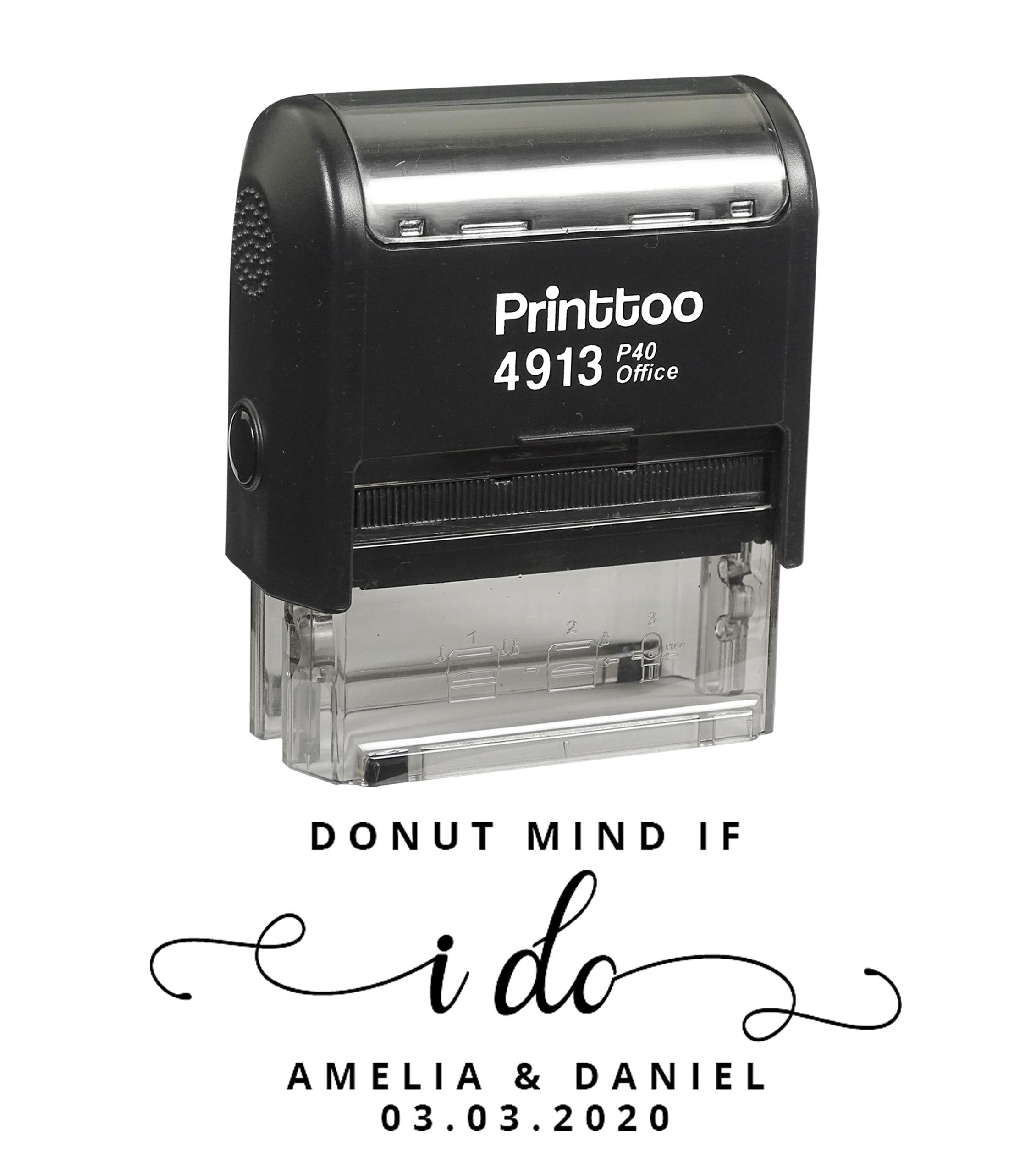 

Printtoo персонализированный черный самоклеящийся пончик Mind If I Favor Stamp Custom Wedding Favor Rubber Stamper-58 x 22 58 x 22 mm фиолетовый