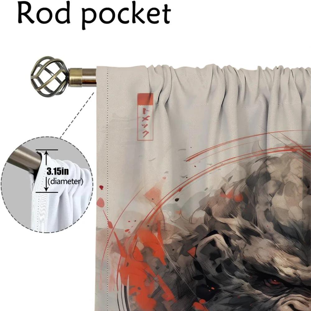 Home Interior Curtains for Camera Japanese Animals Modern Living Room Curtains 2 Pieces Partition Blackout Curtain Shades Child