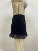 Gothic Velvet High-Waisted Lace Trim Shorts