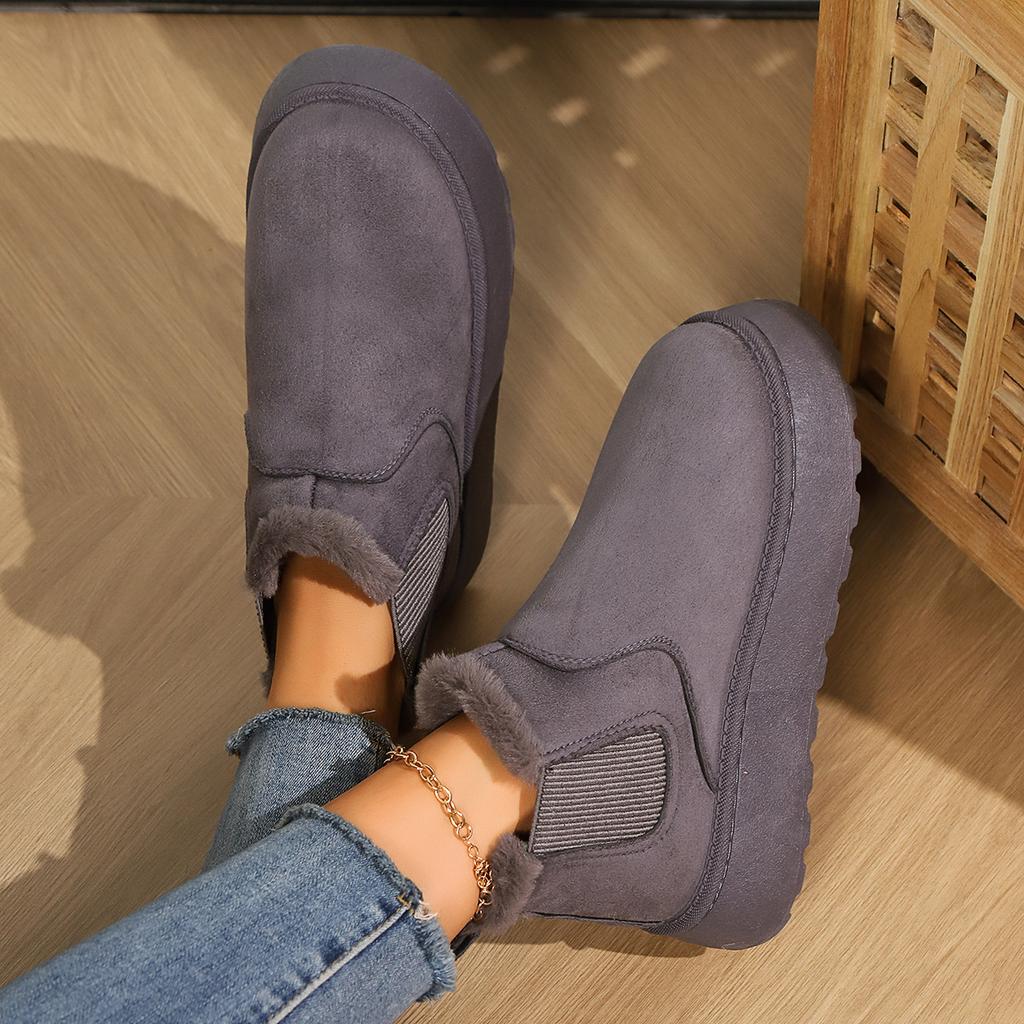 Fleece and thickened Northeast snow boots women's fur integrated 2024 autumn and winter new one-pedal thick-soled warm cotton shoes