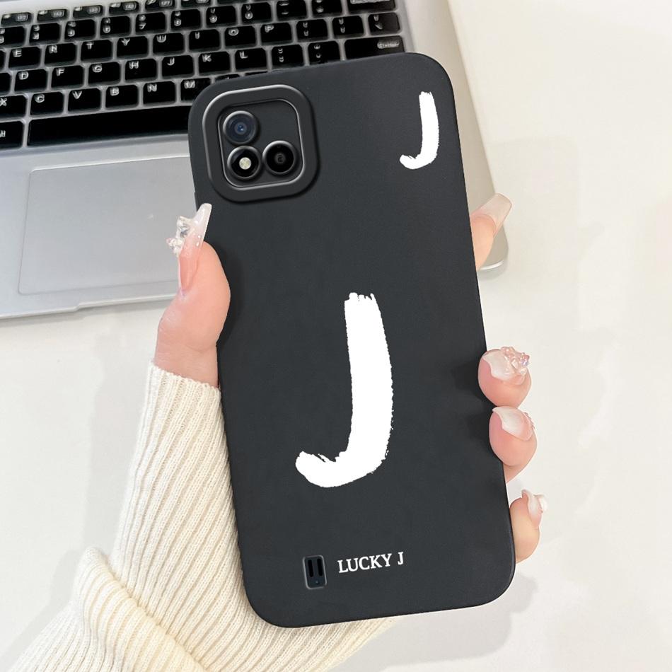 For Realme C11 (2021) Lucky Initial Letter Phone Case For Realme C11 2021 2020 RMX3231 RMX2185 Soft Silicone Shockproof Cases