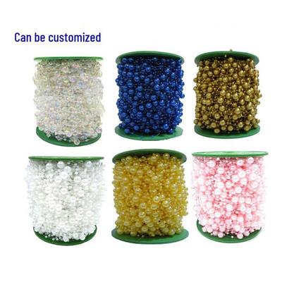 Baby's Breath 8+3 Bead 60m Fishing Line Beaded Chain for Wedding Bouquets & Bride Headpieces with AB Color Beads and Lights