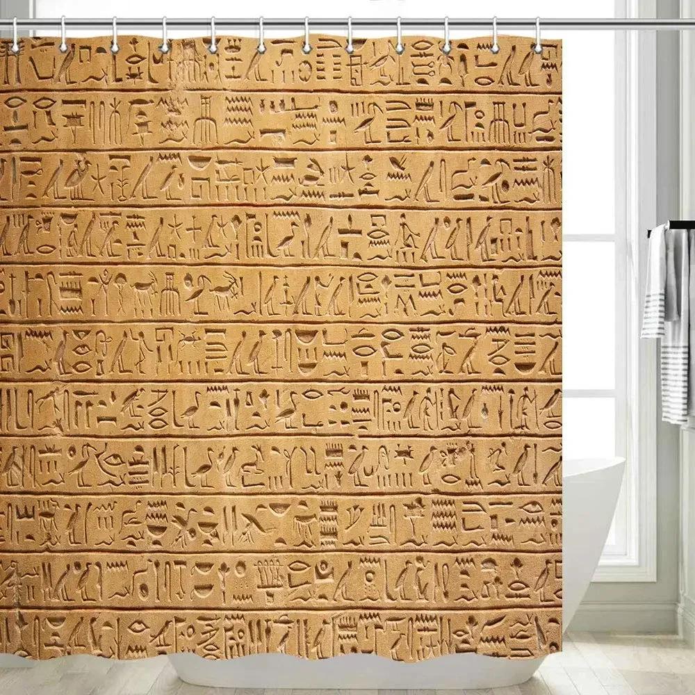 Shower Curtain Hieroglyphics Alphabet Symbols Cool Egypt Letters Drawing Bathroom Polyester Fabric Bath Curtain