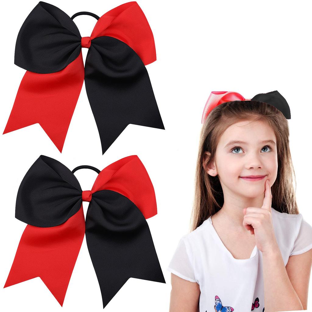 1Pieces 7.48Inch Cheerleaders Girls Elastics Grosgrain Ribbon Bow Rubber Bands Hair Rope Ponytail Holder Kids Hair Accessories