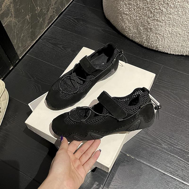 Ballet Style Hollow Breathable Velcro Women's New Fashion Versatile Casual Mary Jane Shoes