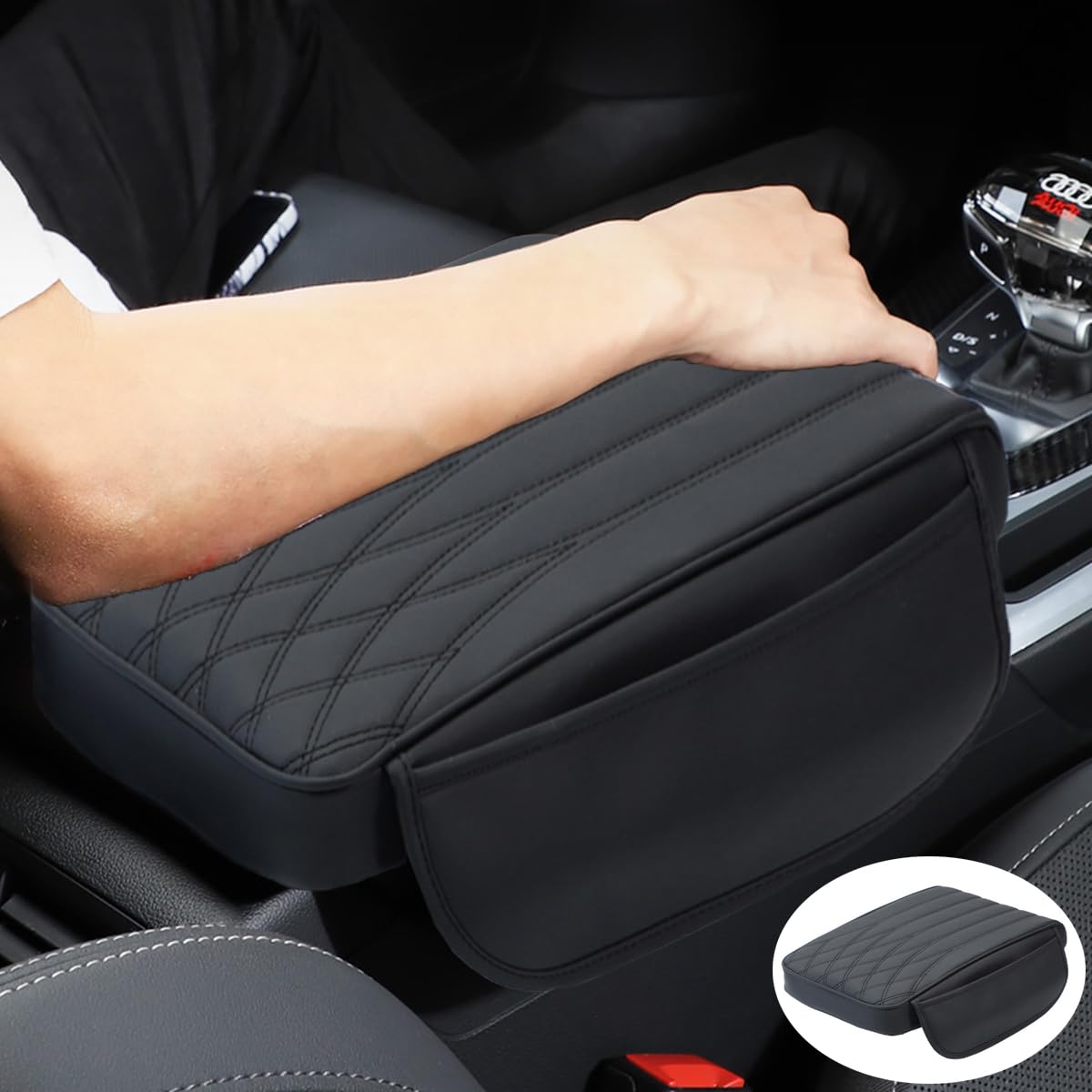 

Raksonic Upgraded Console Armrest with Tissue Car Armrest Console Leather Car Handrail General Motors Center Console Fatigue Easy Car Accessories Box, чёрный