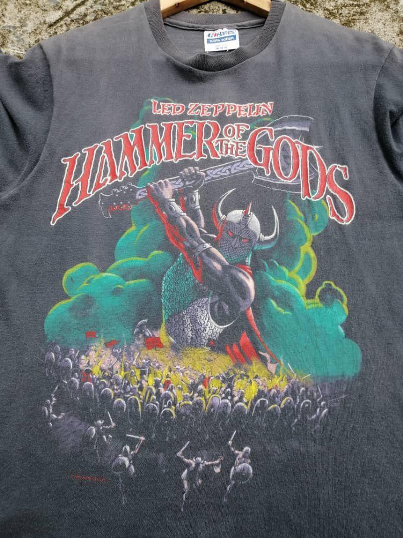 80s Led Zeppelin Hammer Of The Gods black short sleeve REMAKE T-shirt NH13791 XXXL