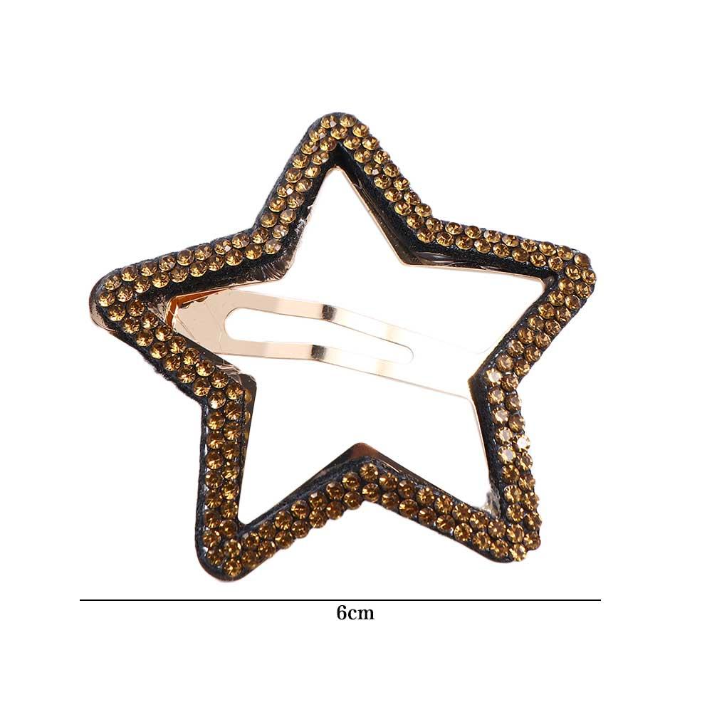Cute Geometric Rhinestone Star BB Clip\ Y2k Pentagram Star Side Clip Metal Hair Clip Hollow Hair Clip Photograph