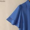 ZANZEA Women Commute Casual Turn Down Collar Loose Half Sleeve Blouse