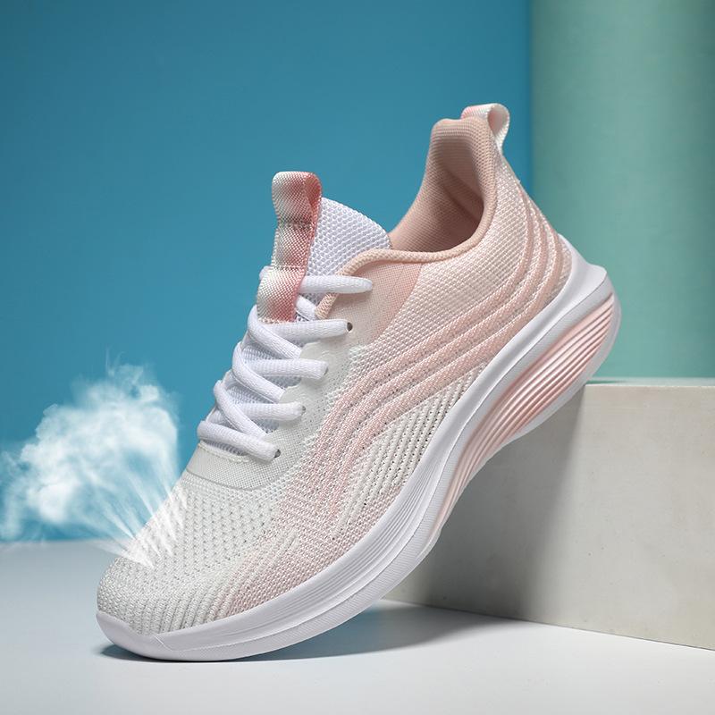 Sneakers Women's 2025 Summer New Fly-woven Mesh Breathable Running Shoes Couple Large Size Non-slip and Wear-resistant Walking Shoes