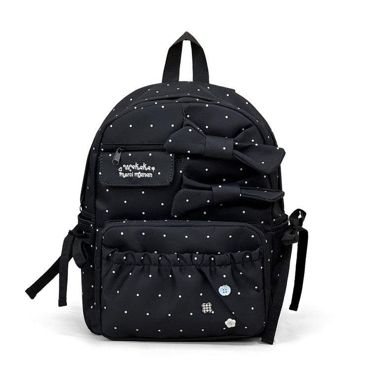 Schoolbag Korean Version Ins Cute Polka Dot Bow Backpack Women's Large-capacity Student Schoolbag Casual Versatile Commuter Backpack