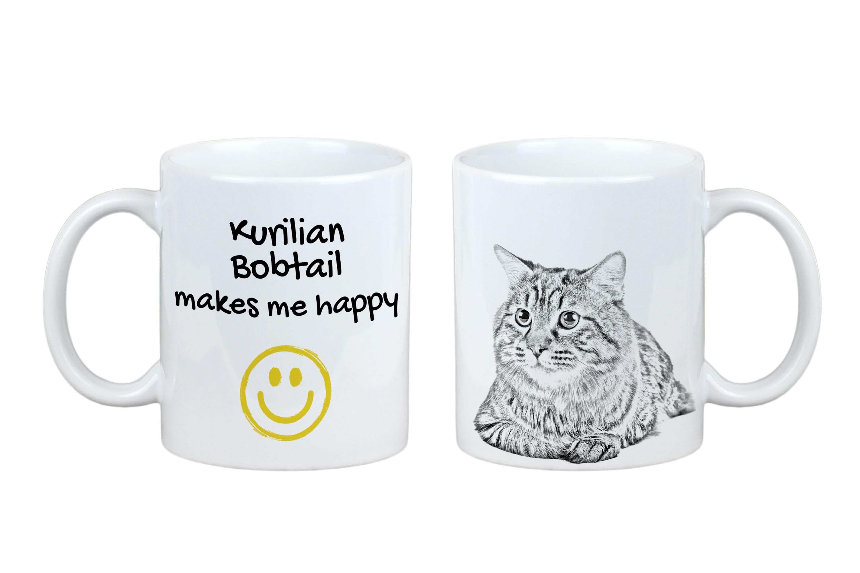 

Kurilian bobtail - cat mug, cheerful mug for a dog lover, personalized gift from the Art-Dog brand білий