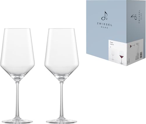 ZWIESEL GLAS Pure Wine Glasses for Red Wine (Bordeaux), Cabernet, Pair, Machine-Made (m122315)