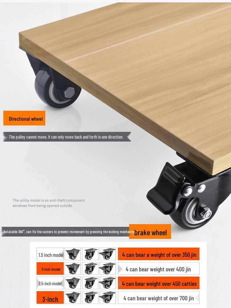 Tysta svängbara hjul med broms, 1,5-3 tum, kraftig lastbärighet för dragkärror