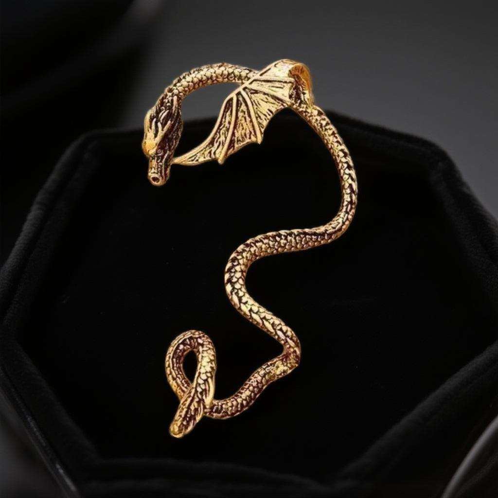 Ретро Кафф-серьга с драконом - Готическая Бохо Панк Серьга