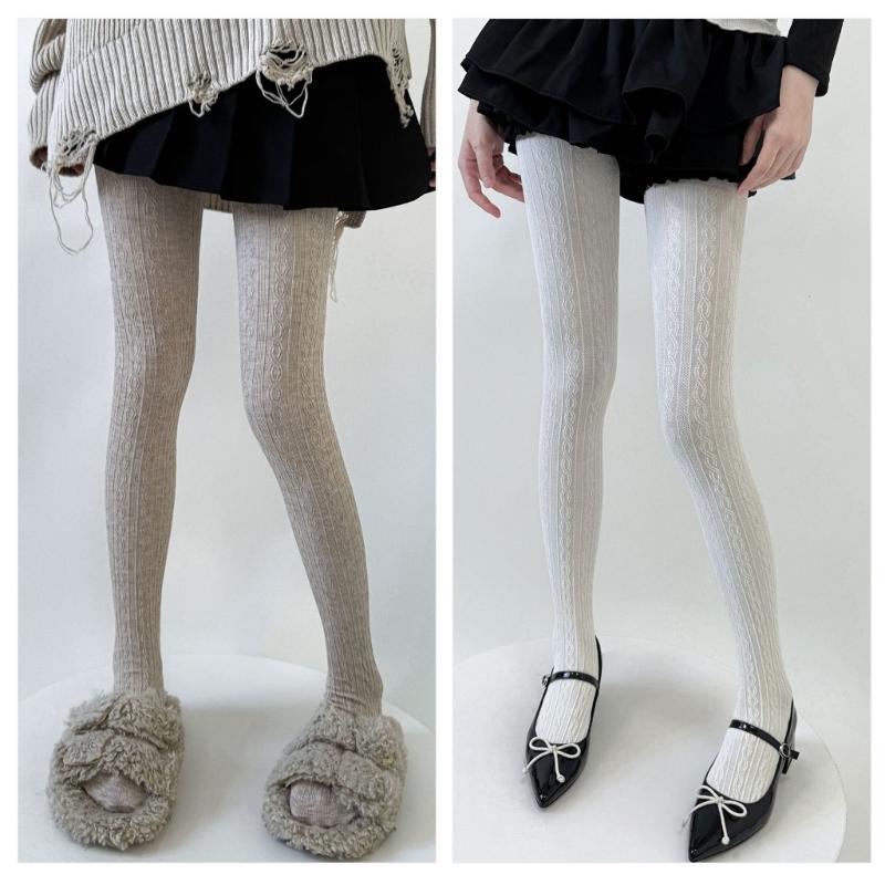 Women Vintage Twist Striped Pattern Jacquard Tights Winter Fall Opaque Pantyhose Stockings Slimming Leggings Hosiery