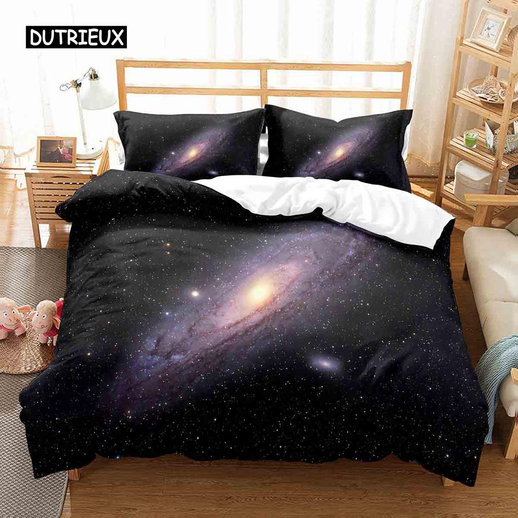 Hubble Image King Queen Duvet Cover Vast Starry Sky Bedding Set Bright Universe Landscape Quilt Cover Polyester Comforter Cover