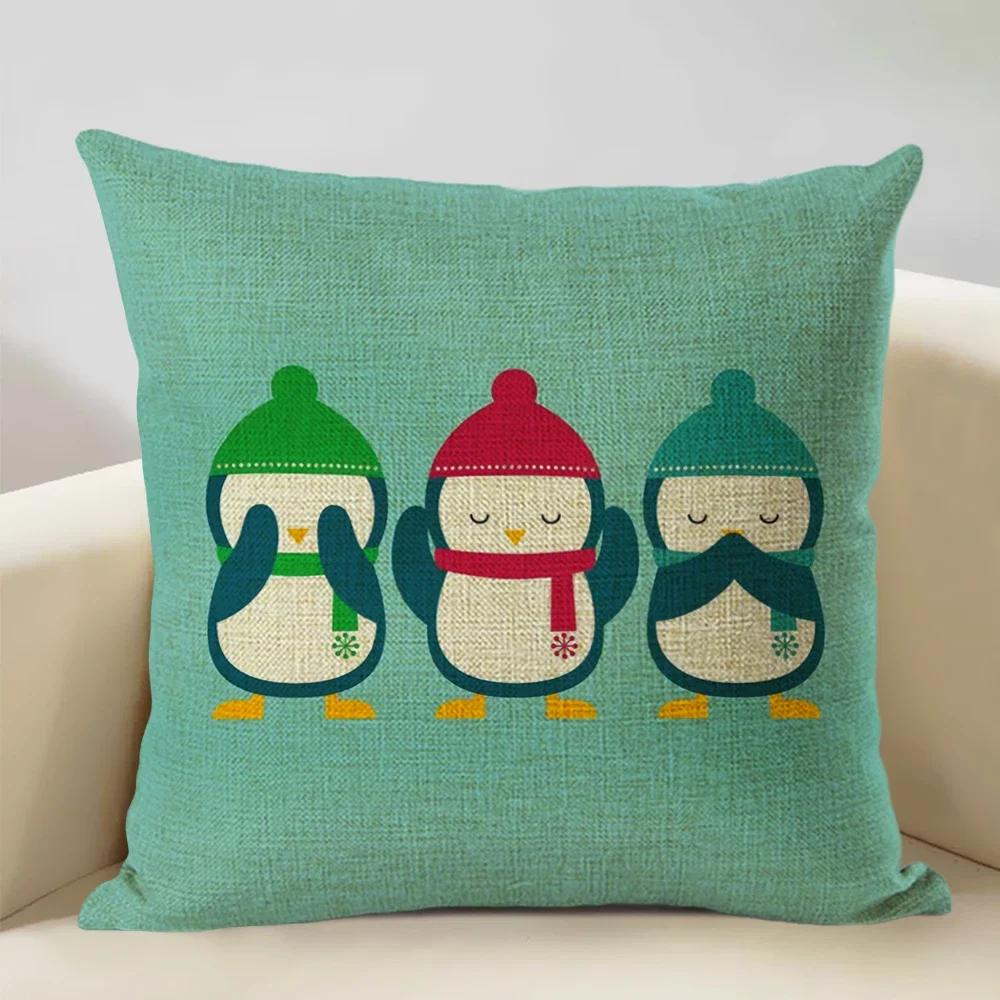 Animal Cushion Cover Linen Pillowcase Decorative Sofa Pillow Cover Home Decor Hedgehog Fox Bear Pillow Cases CM