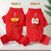 Double-sided Velvet Dog Jumpsuit Lion Dance Pet Four Legged Clothing Dog New Year Costumes  Party