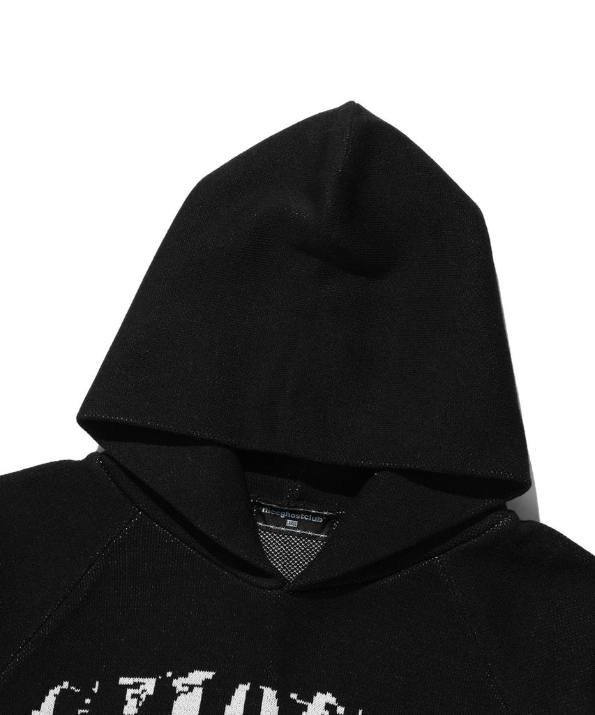NICEGHOSTCLUB Big Ghost Logo Knit Hoodie_Black(Ng2Dfuk611A)