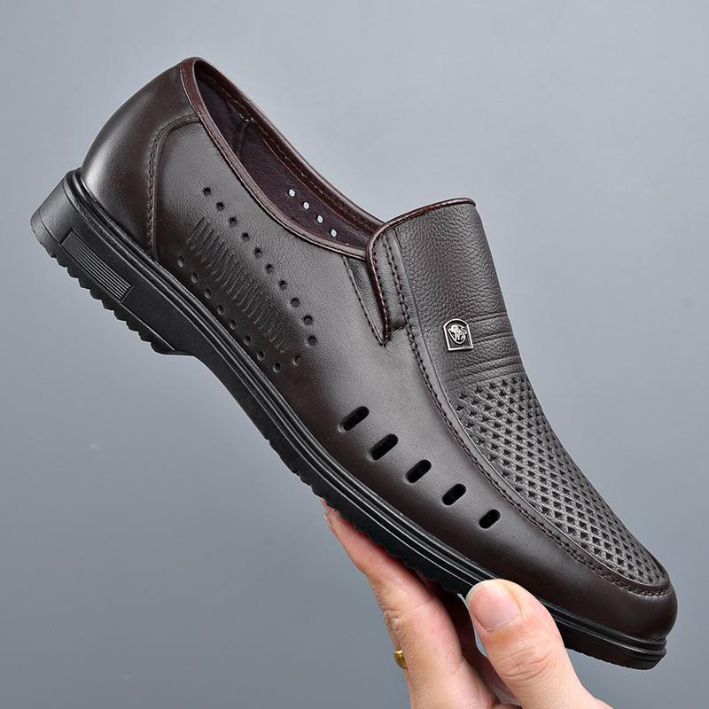 Cotton shoes men's shoes winter leather business dress casual plush warm middle-aged and elderly dad two cotton leather shoes men