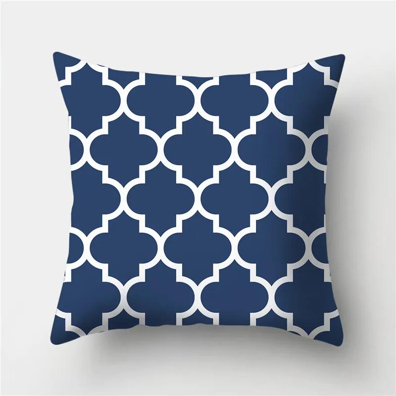 Sofa Cushion Pillow Home Decor Pillowcase Geometric  Cover Blue Grey  Decoration