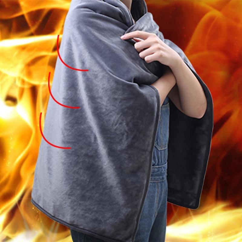 

WPT05 USB Heated Warm Shawl Electric Heating Plush Throw Blanket Winter Warm Sofa TV Blanket Heating Blanket Flannel Heated Cape Blue
