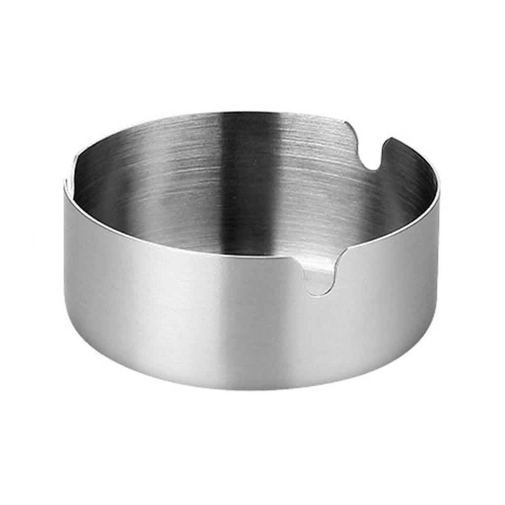 1Pc Smoke Ashtray Stainless Steel Cigarette Ash Silver Metal Ash Holder Heavy Duty Tabletop Ashtray For Hotels Restaurant Bar