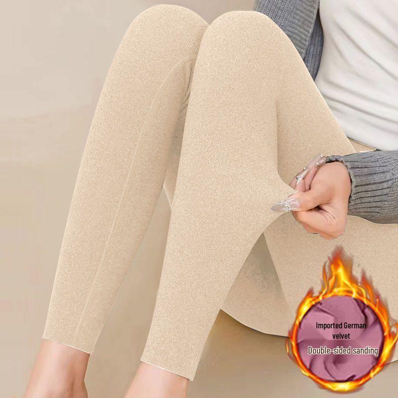 

Women s Slim-Fit High-Waist Fleece Pants: Warm Autumn/Winter Base Layer for Home L (100-115 lbs)