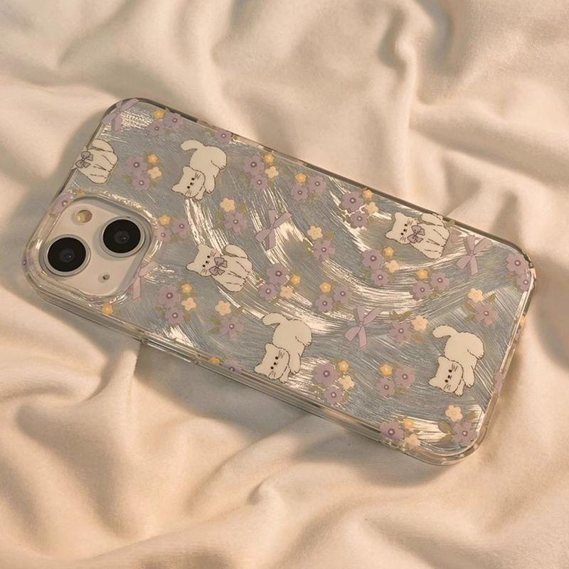 Purple Flower Kitten Apple 16 Mobile Phone Case IPhone15promax13/12/14XR Premium 17 Dirt Resistant