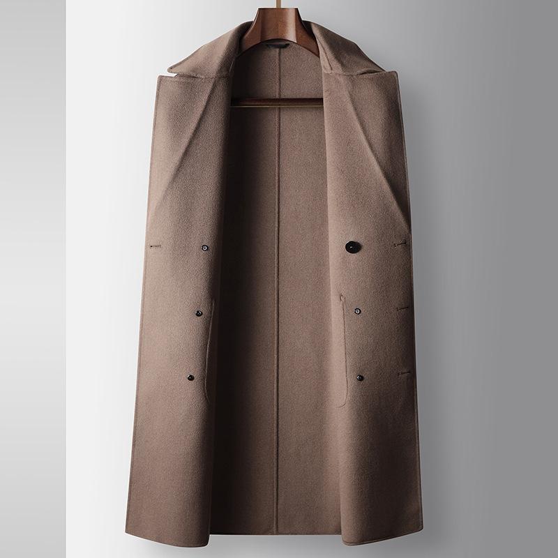 Autumn and Winter Long Double-sided Wool Trench Coat Youth Casual Double-breasted Warm Jacket
