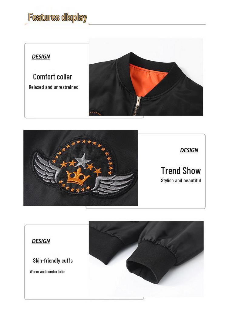 Plus Size MA-1 Flight Jacket XL - Casual Windbreaker Baseball Uniform Air Force Coat