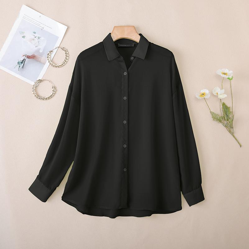 ZANZEA Women Casual Turn Down Collar Long Sleeve Perspective Cover Up Blouse