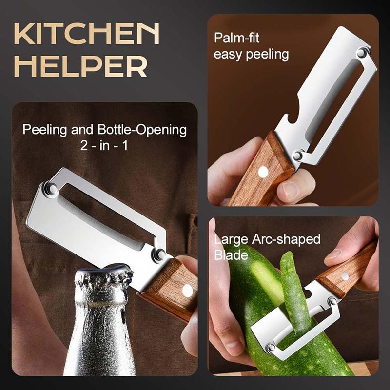 1Pc Stainless Steel Vegetable Peeler With Wooden Handle For Kitchen Veggie Fruit Carrot Orange & Potato Peeler Julienne-Homeclub