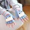 Fumaide Kids' Winter Cartoon Half-Finger Flip-Top Gloves