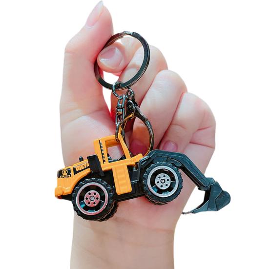 Mini Engineering Cars Charm Keychain Pull Back Cartoon Toy Car Keychain Pendant Anti-Detachable Hook Decompression Tool